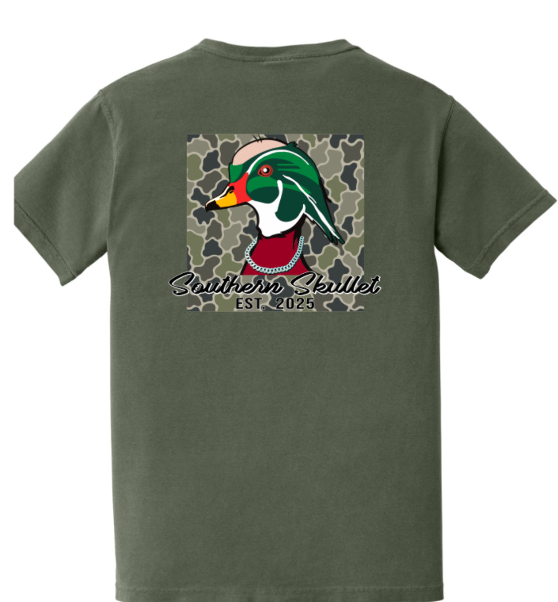 Olive green Southern Skullet cc shirt