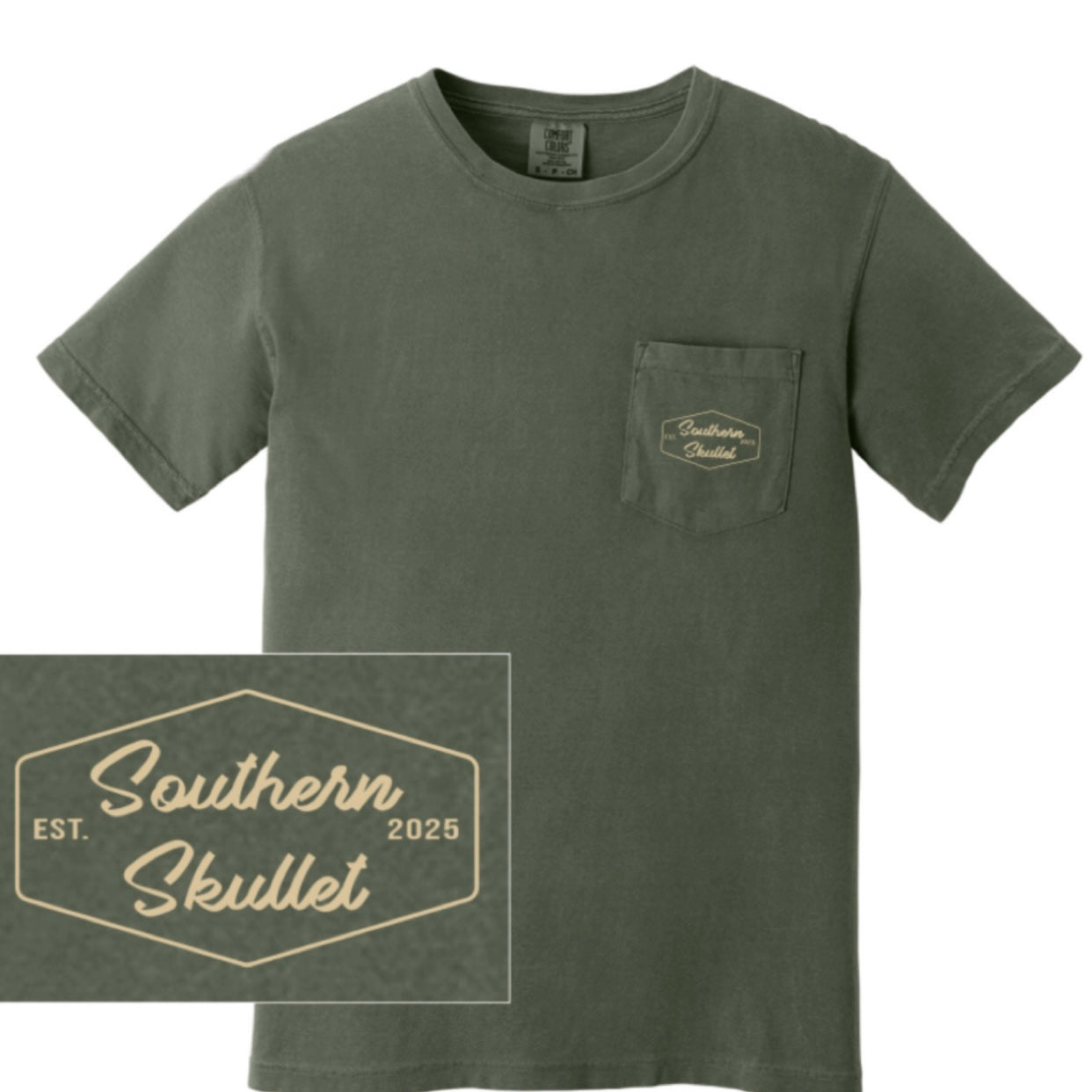 Olive green Southern Skullet cc shirt